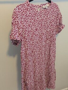 LOFT Rose-Print Short Sleeve Baby Doll Dress